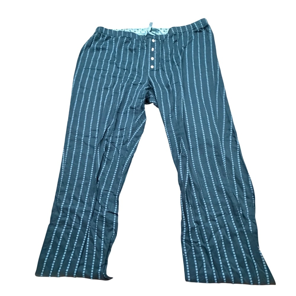 Vintage Old Navy Pajama Pants Womens XL Teal Blue Geometric Stripe Sleepwear